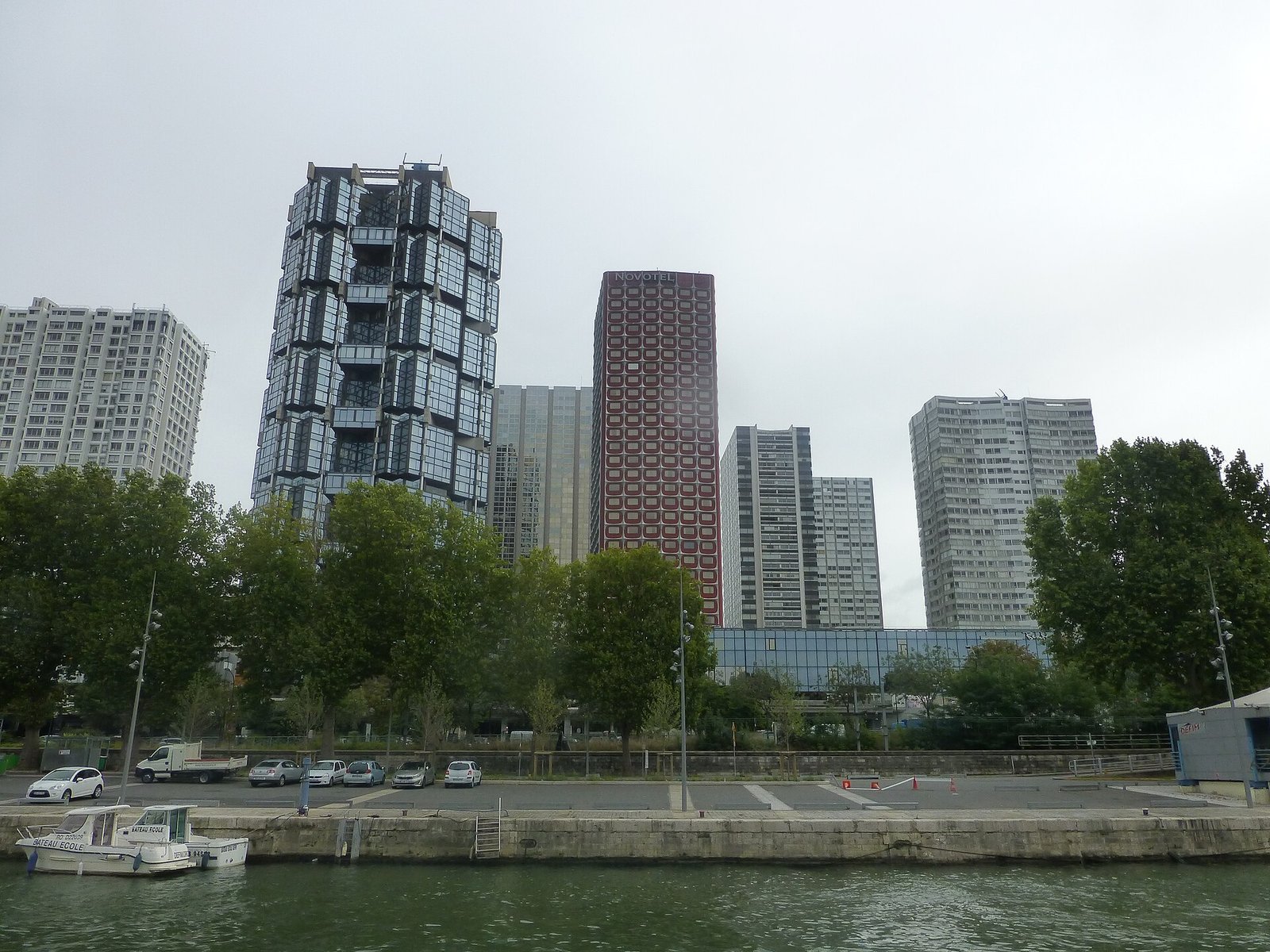 The Front de Seine towers seen from the river, in the 15th arrondissement of Paris