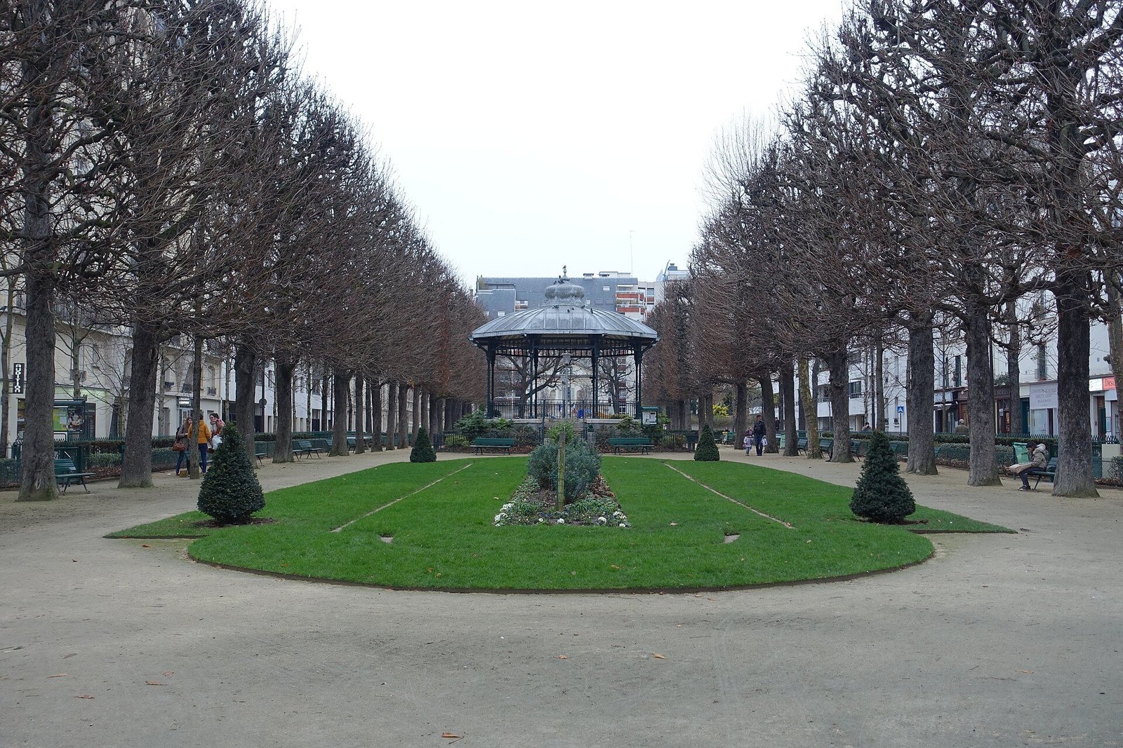 The square on place du Commerce in winter, in the Grenelle quartier of Paris 15th
